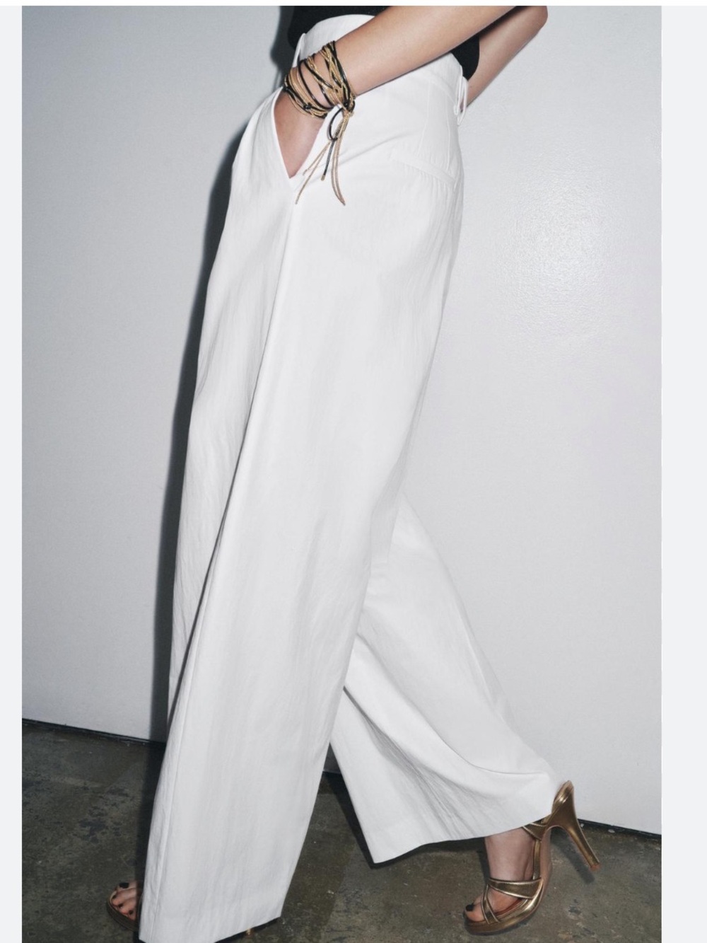 Zara NWT ZW Collection white pleated pants 3665/336 - Picture 6 of 8